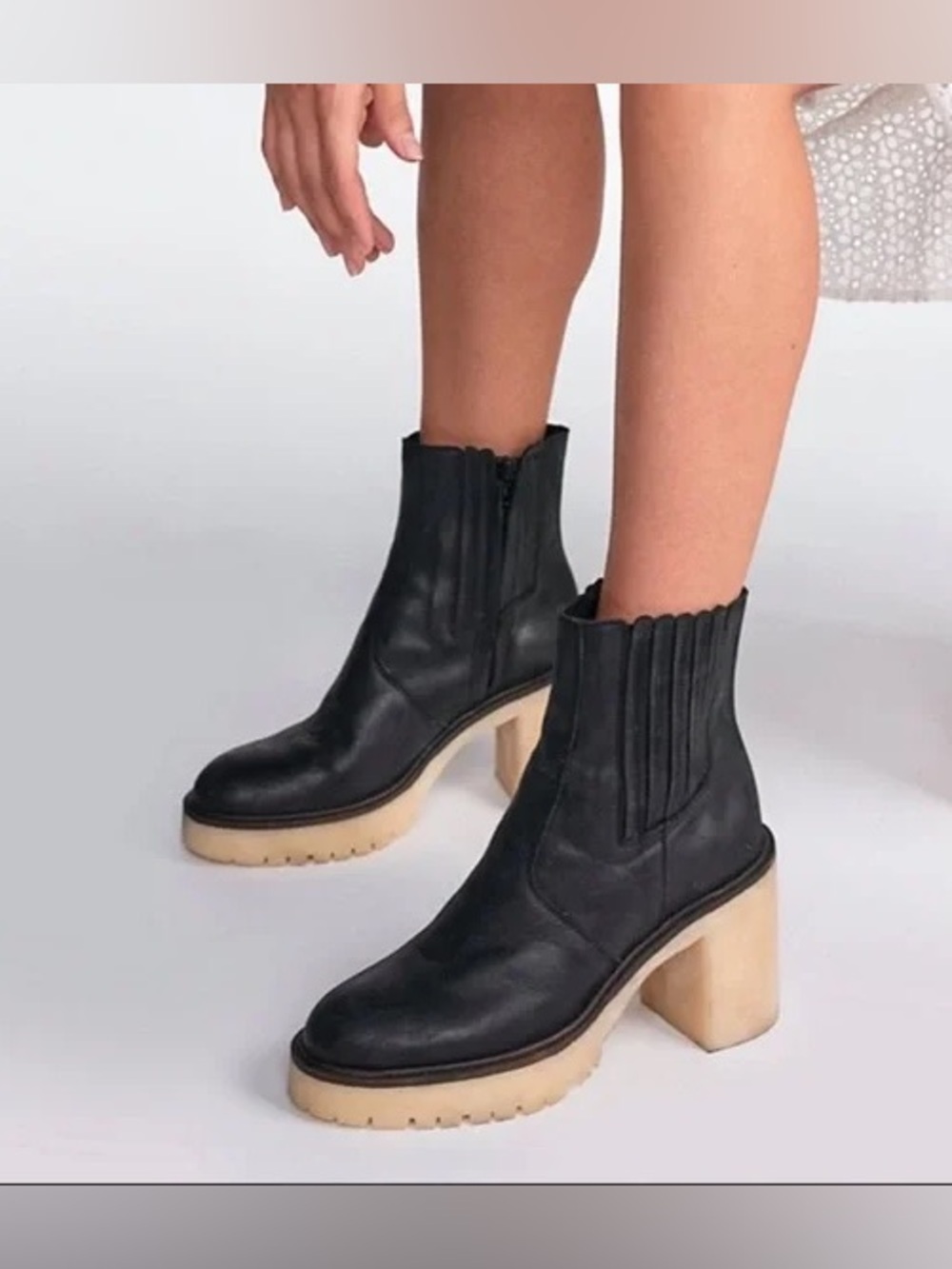 Free People James Chelsea Boots Women's Chunky Sole Black